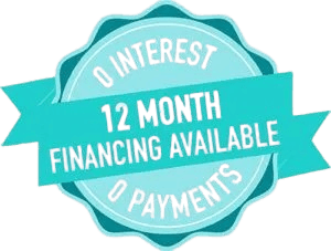 A badge advertising 0 interest, 0 payments, and 12-month financing available.